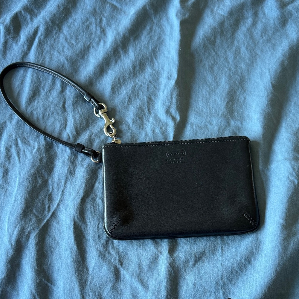 Coach Black Leather Wristlet